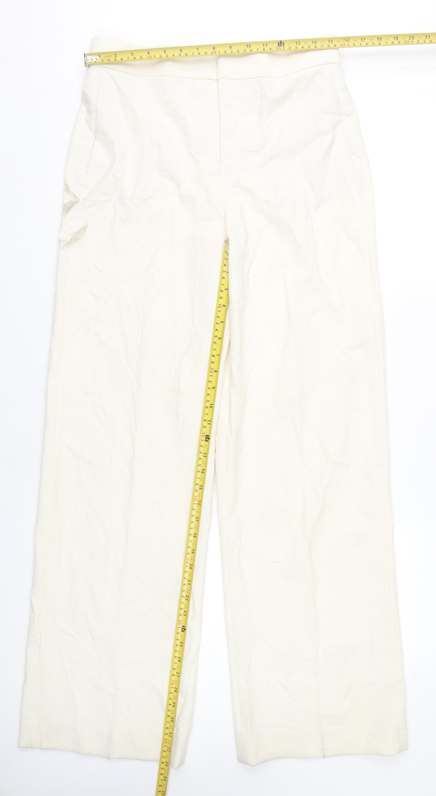 Zara Women's Ivory Straight Trousers Size 12