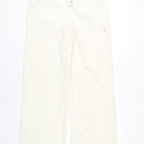 Zara Women's Ivory Straight Trousers Size 12