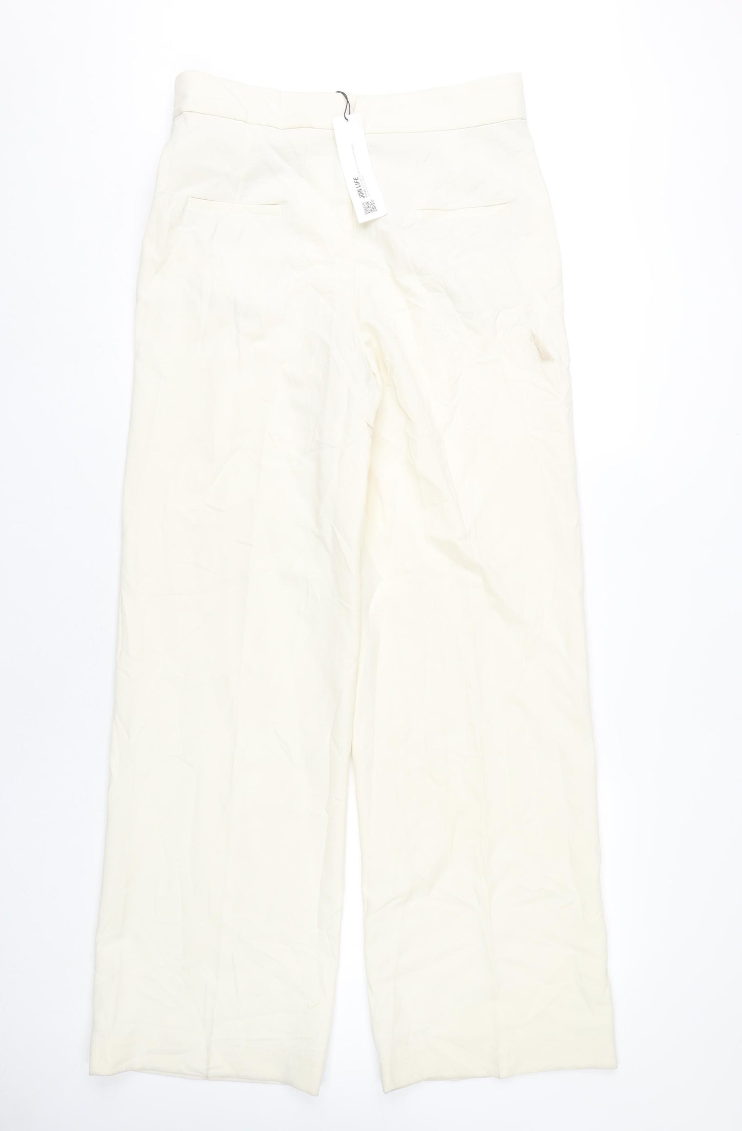 Zara Women's Ivory Straight Trousers Size 12