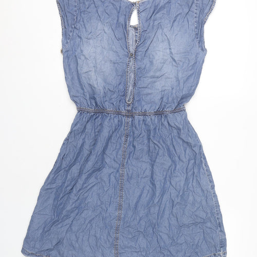 H&M Divided Blue Women's Denim A-Line Dress, Size 14