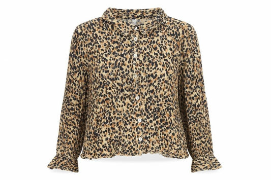 Front view of Zara Women's Animal Print Blouse XS Collared Multicoloured