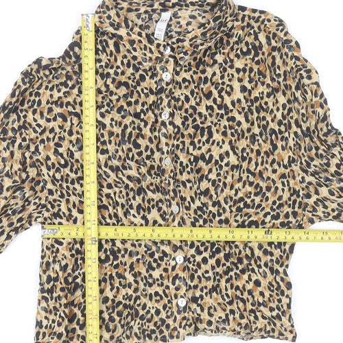 Zara Women's Animal Print Blouse XS Collared Multicoloured
