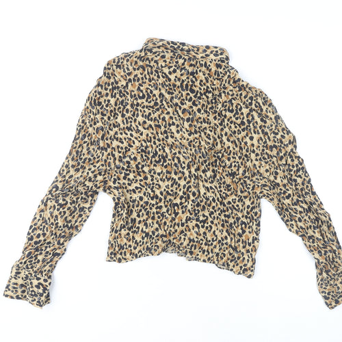 Zara Women's Animal Print Blouse XS Collared Multicoloured