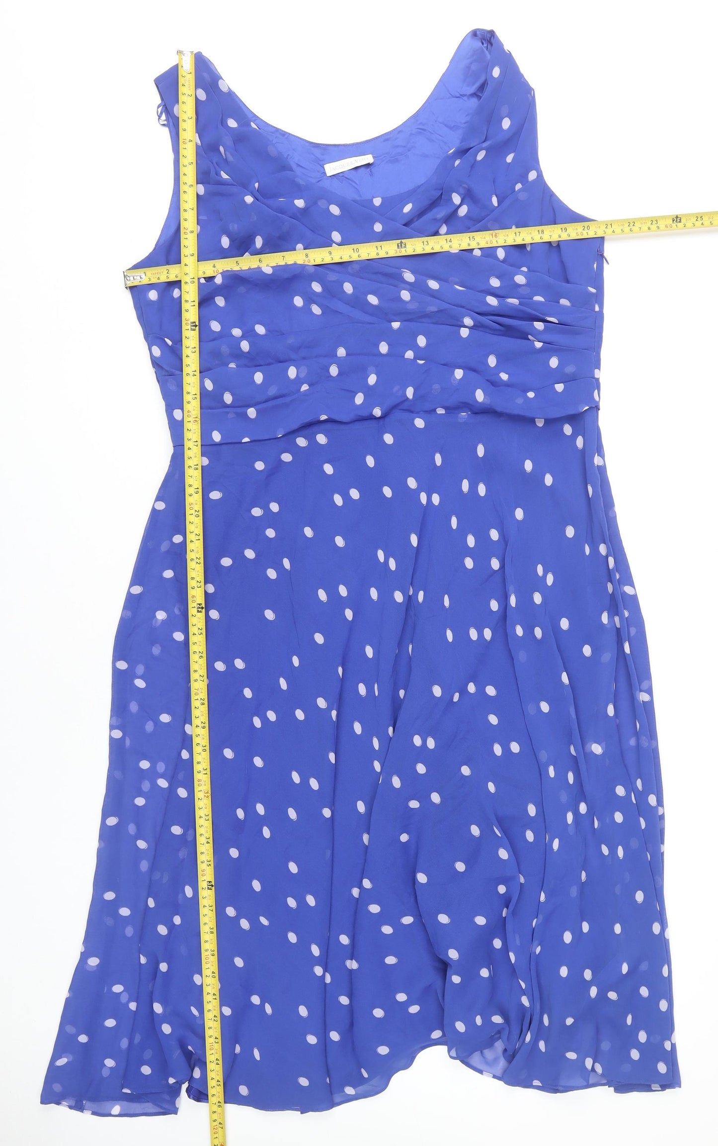 Jacques Vert Women's Blue Polka Dot A-Line Dress, Size 18