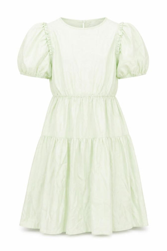 Zara Girls Green Puff Sleeve Dress Size 10