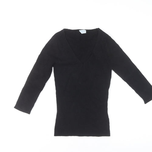 Oasis Women's Black V-Neck Long Sleeve T-Shirt Size 10