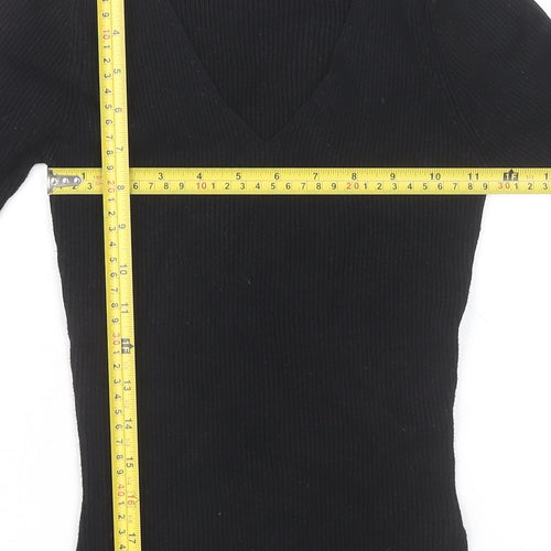 Oasis Women's Black V-Neck Long Sleeve T-Shirt Size 10