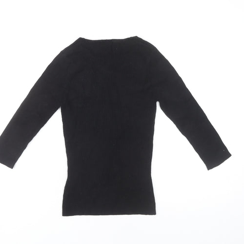 Oasis Women's Black V-Neck Long Sleeve T-Shirt Size 10