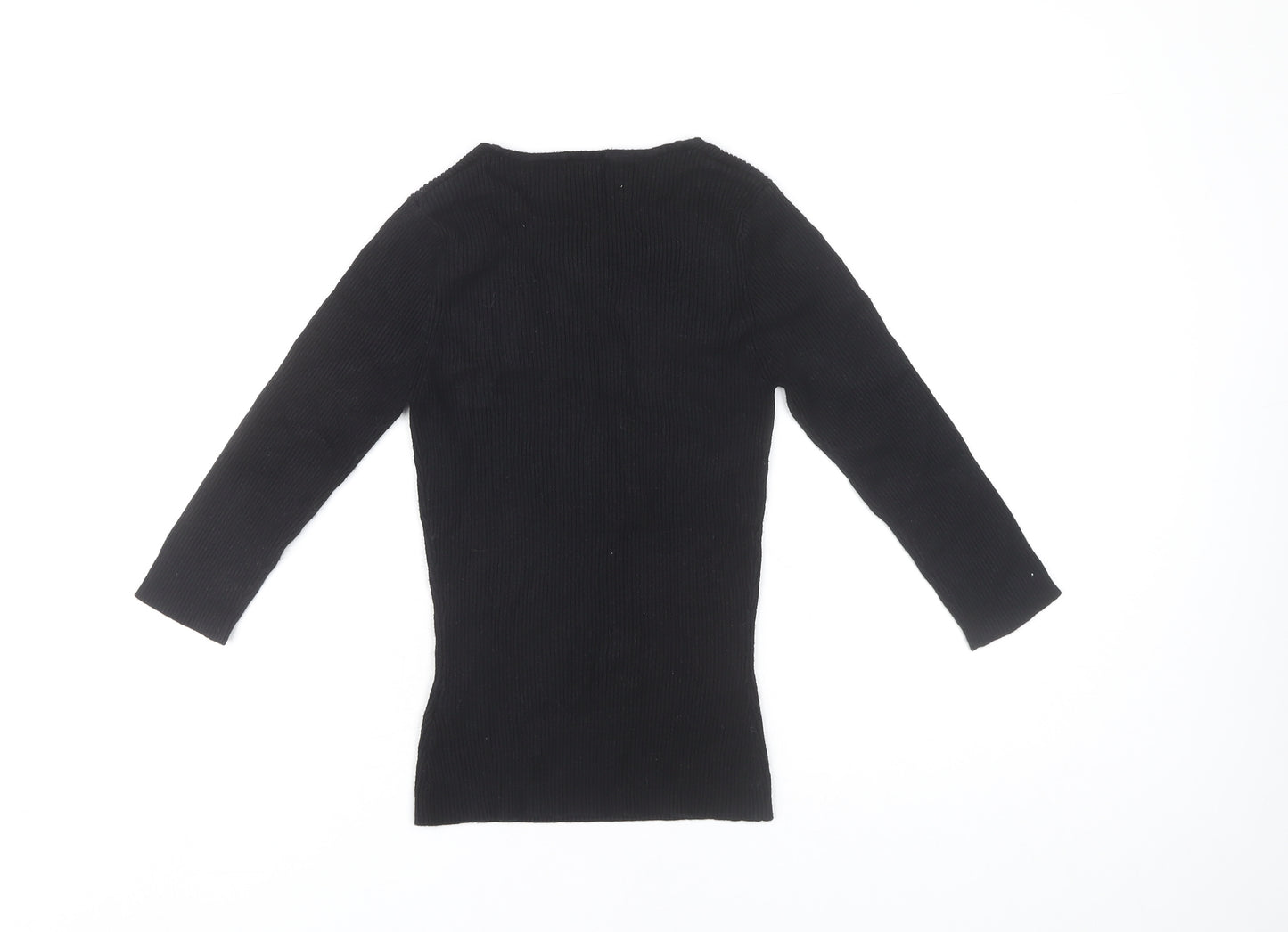 Oasis Women's Black V-Neck Long Sleeve T-Shirt Size 10