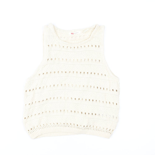 Levi's Women's White XS Knit Vest Casual Sleeveless