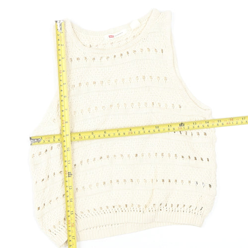 Levi's Women's White XS Knit Vest Casual Sleeveless