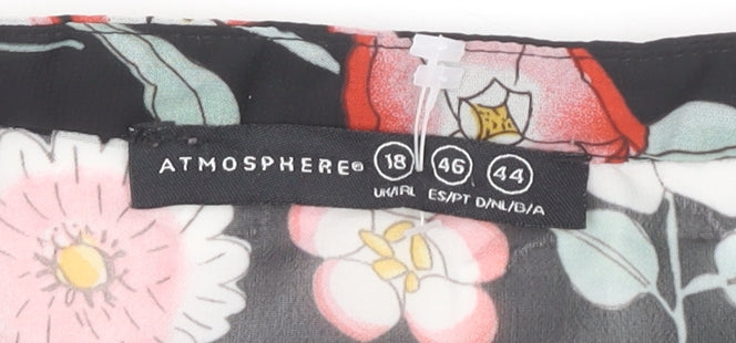 Atmosphere Women's Floral Black Tunic Blouse Size 18