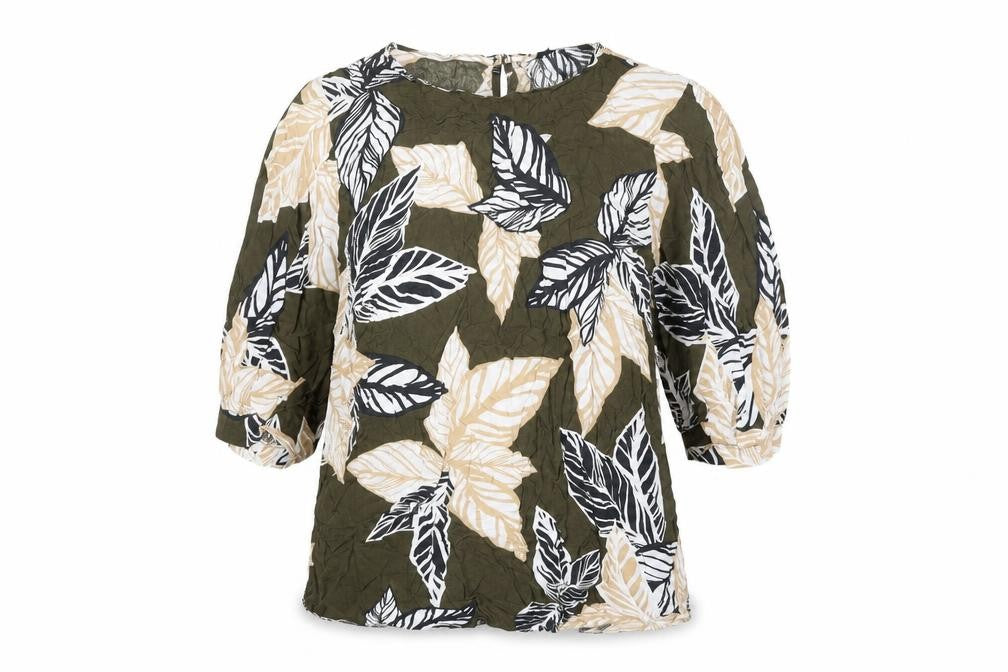 Front view of Blue Chameleon Women's Black Floral Blouse, size 14