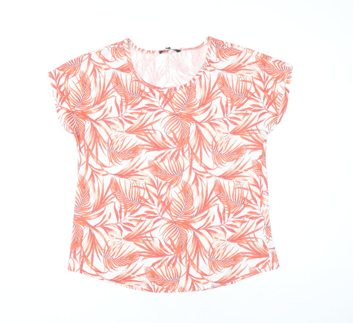 Peacocks Women's Red Floral T-Shirt Size 14 Summer