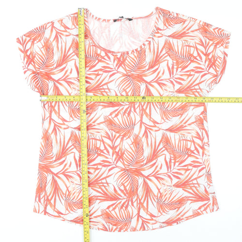 Peacocks Women's Red Floral T-Shirt Size 14 Summer