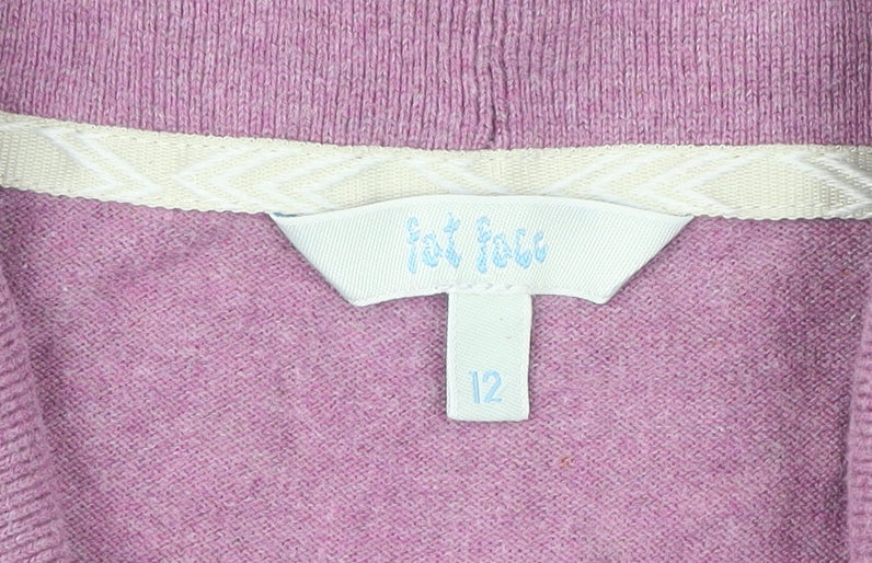 Fat Face Women's Pink Open Front Cardigan Size 12 Cotton