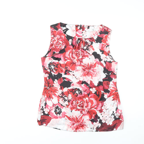 BHS Women's Red Floral Blouse, Size 14, Sleeveless