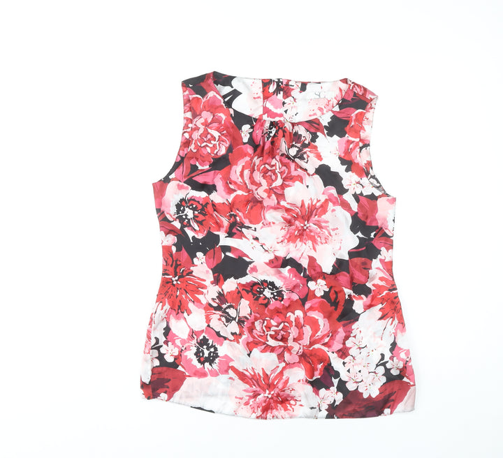 BHS Women's Red Floral Blouse, Size 14, Sleeveless