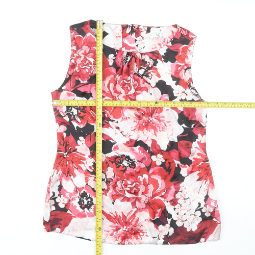 BHS Women's Red Floral Blouse, Size 14, Sleeveless