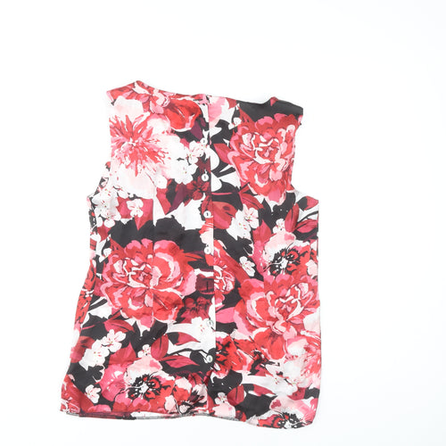 BHS Women's Red Floral Blouse, Size 14, Sleeveless
