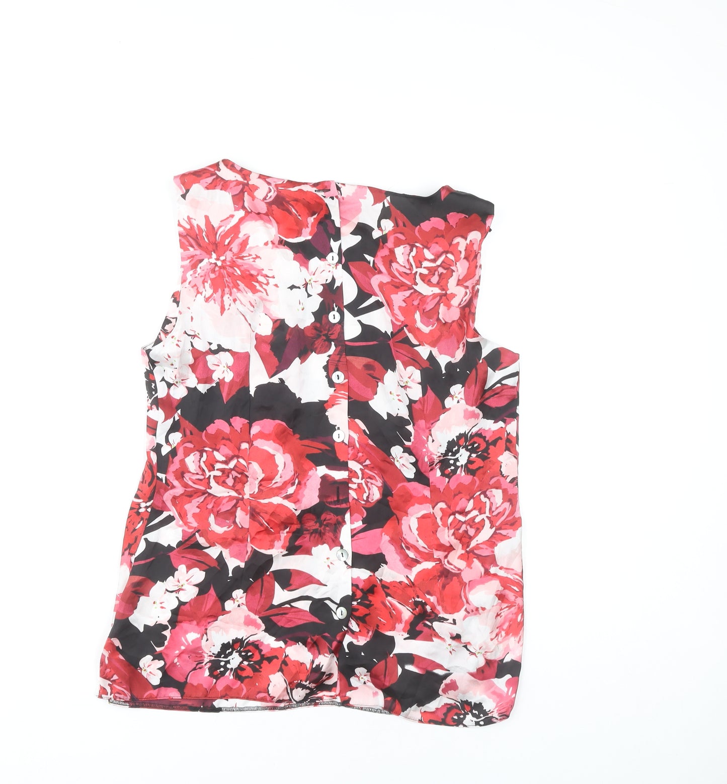 BHS Women's Red Floral Blouse, Size 14, Sleeveless