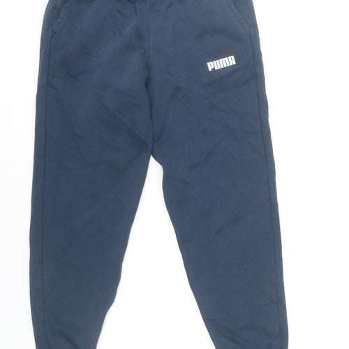 Puma Boys Blue Elastic Waist Joggers, 13-14 Years, Cotton