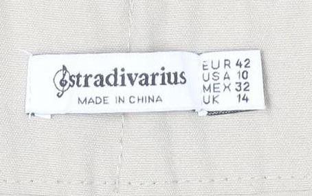 Stradivarius Women's Beige Wide-Leg Trousers, Size 14