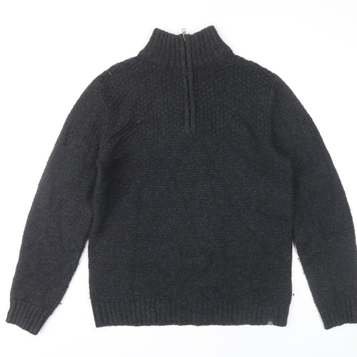 Fat Face Men's Black S Full Zip Chunky-Knit Jumper