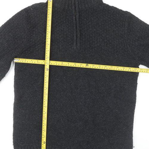 Fat Face Men's Black S Full Zip Chunky-Knit Jumper