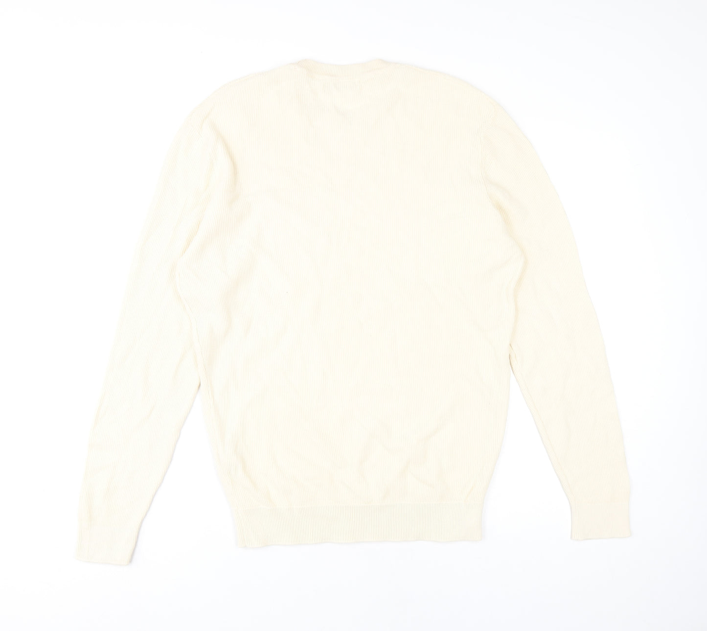 Zara Men's Ivory Cotton Pullover Jumper, Size L