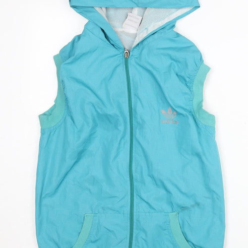 Adidas Women's Hooded Blue Basic Jacket Size 14