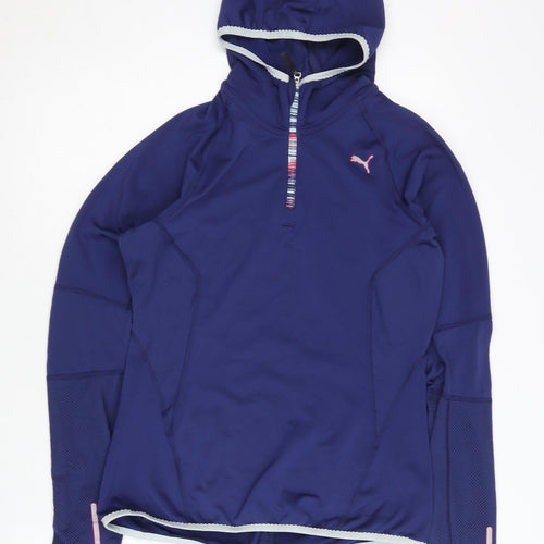 Puma Women's Blue Track Jacket, Size 10, Slim Fit