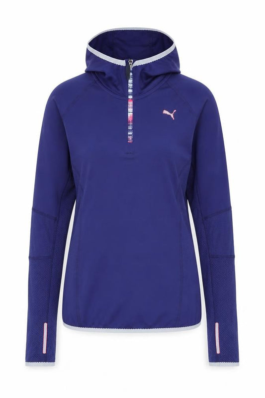 Front view of Puma Women's Blue Track Jacket, size 10, Slim Fit