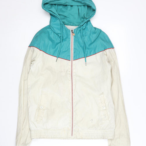 Pull&Bear Teens Blue Beige Hooded Windbreaker Size 12