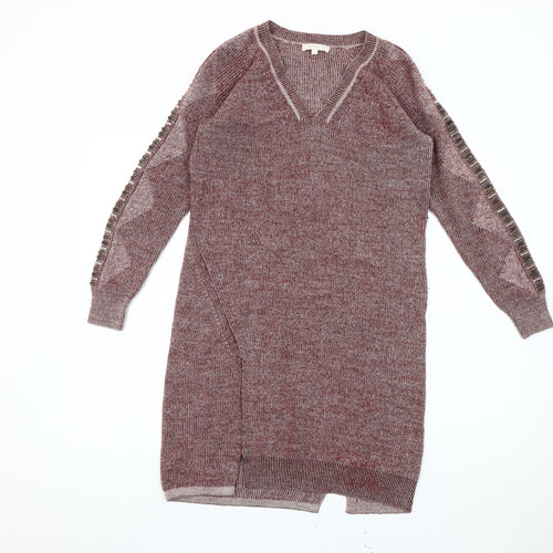 Intropia Women’s Red Wool Alpaca Beaded Tunic Jumper XS