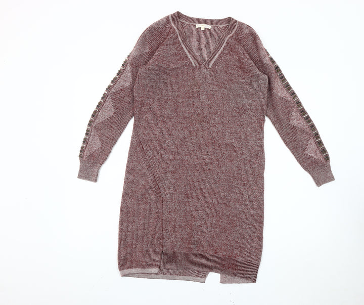Intropia Women’s Red Wool Alpaca Beaded Tunic Jumper XS