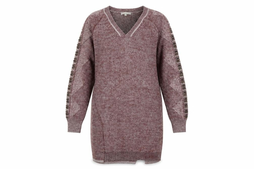 Intropia Women’s Red Wool Alpaca Beaded Tunic Jumper XS