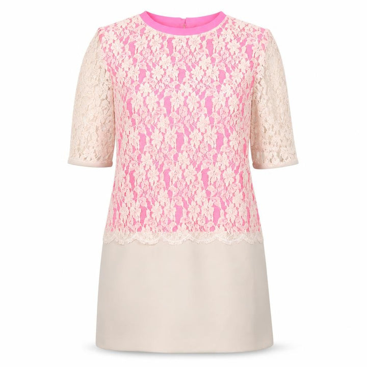Ted Baker Women’s Pink Beige Lace Sheath Dress Size S Party/Cocktail