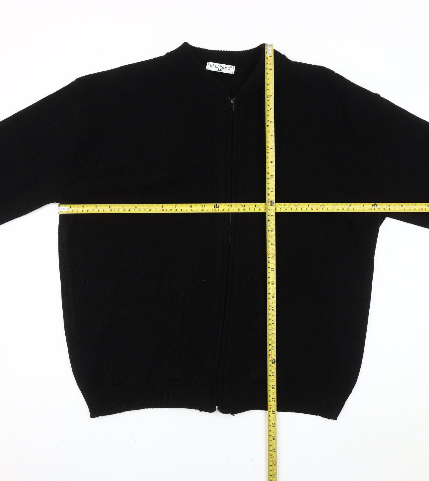 Bellisimo Men’s Black 2XL Knit Full Zip Casual Jacket