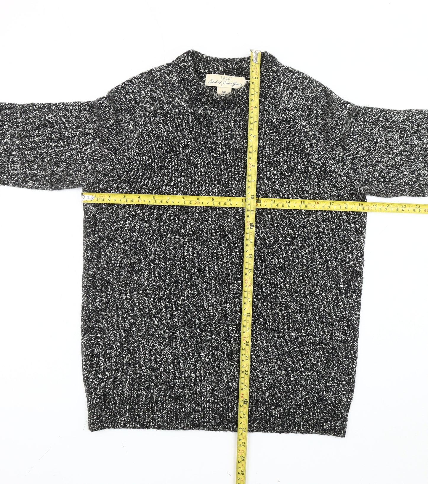 H&M L.O.G.G. Men’s Grey Chunky-Knit Crew Neck Jumper Size S