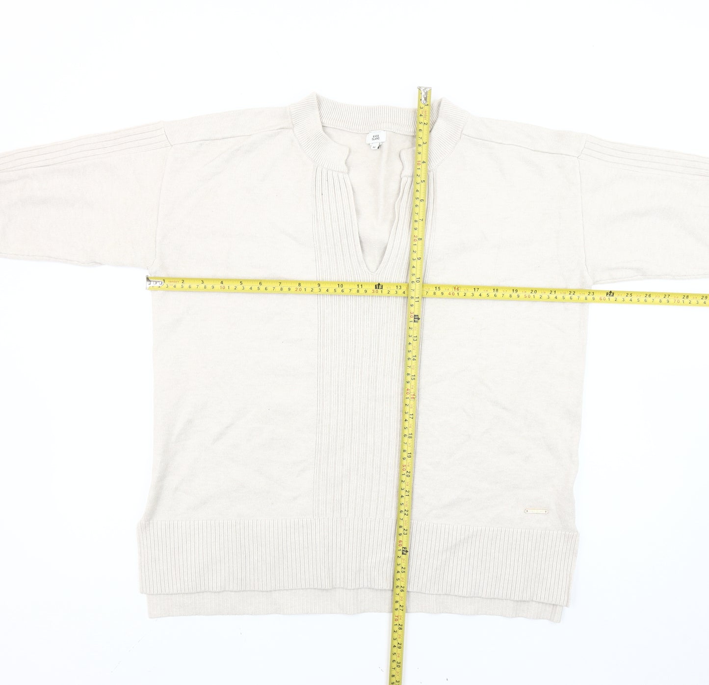 River Island Women’s Beige V-Neck Pullover Jumper Size M