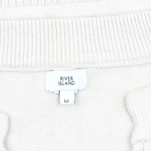 River Island Women’s Beige V-Neck Pullover Jumper Size M