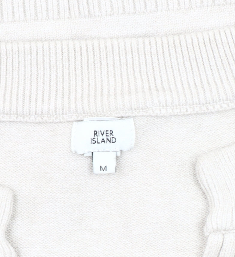 River Island Women’s Beige V-Neck Pullover Jumper Size M