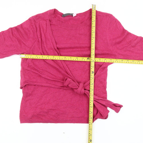 Mint Velvet Women’s Pink Wrap Jumper Size 8 Crew Neck Long Sleeve