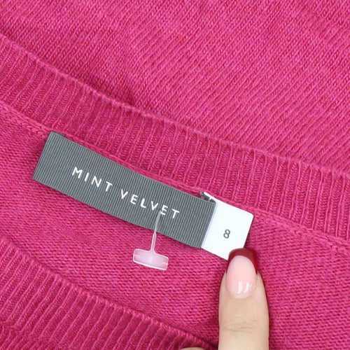 Mint Velvet Women’s Pink Wrap Jumper Size 8 Crew Neck Long Sleeve