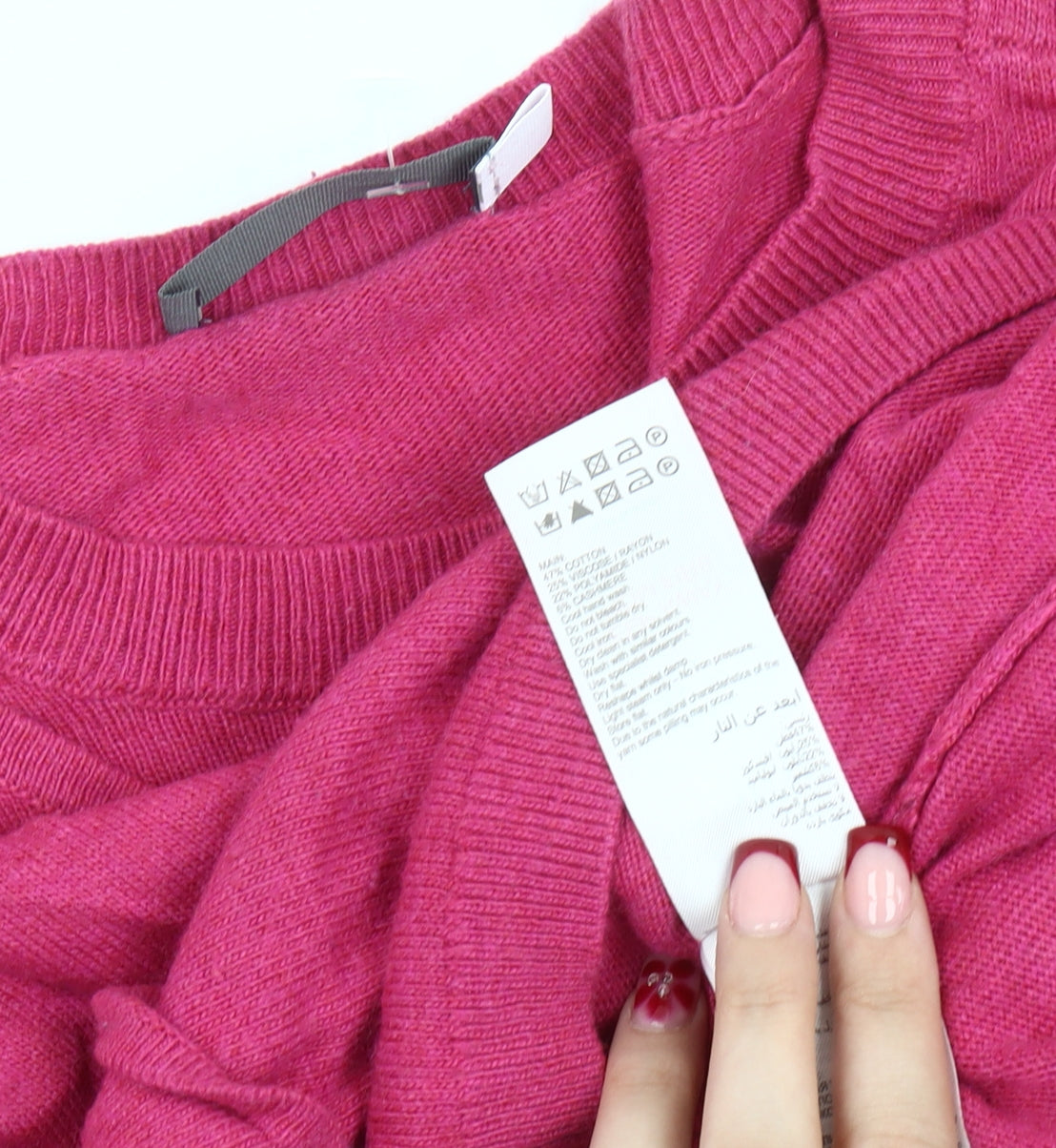 Mint Velvet Women’s Pink Wrap Jumper Size 8 Crew Neck Long Sleeve