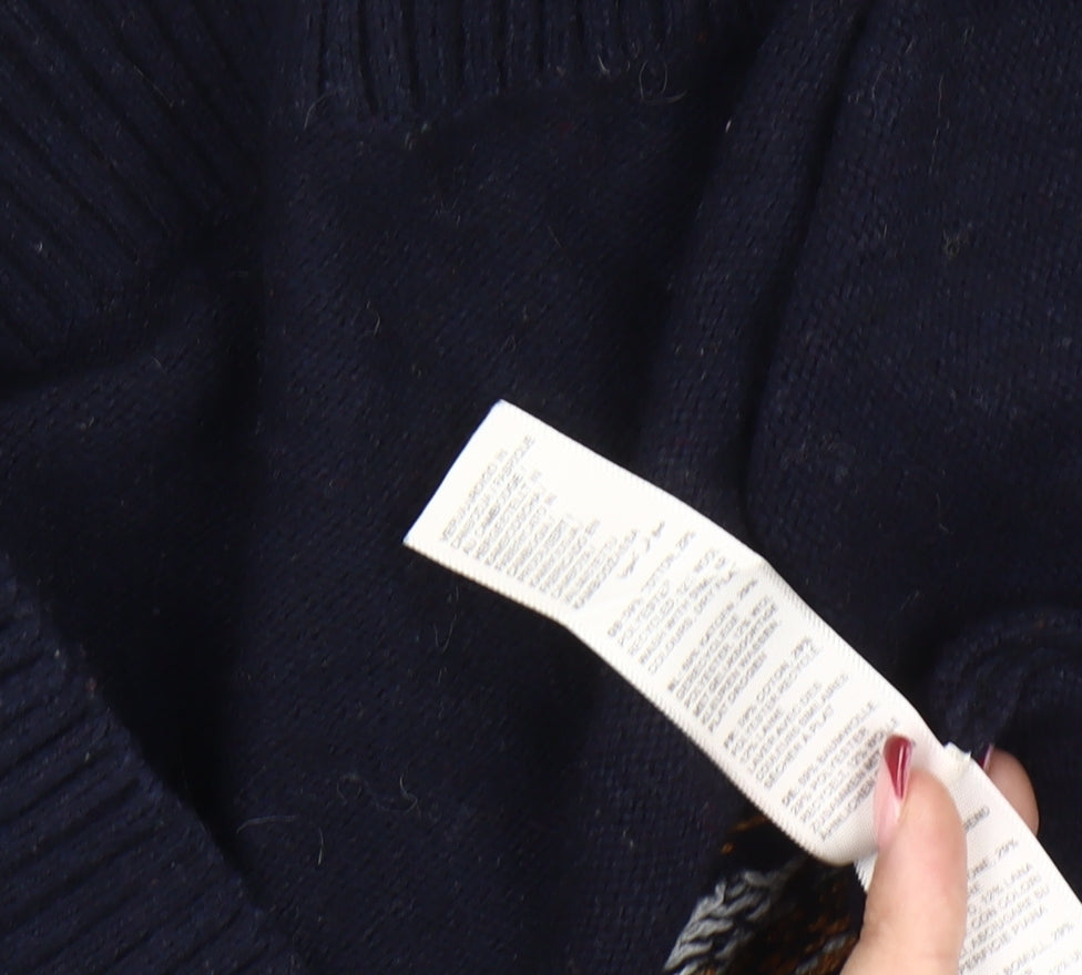 Fat Face Men's Multicoloured Wool Blend Fair Isle Half Zip Jumper M