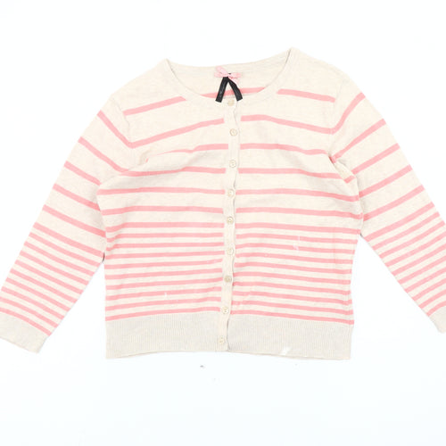 Atmosphere Women's Beige & Pink Striped Cardigan Size 14