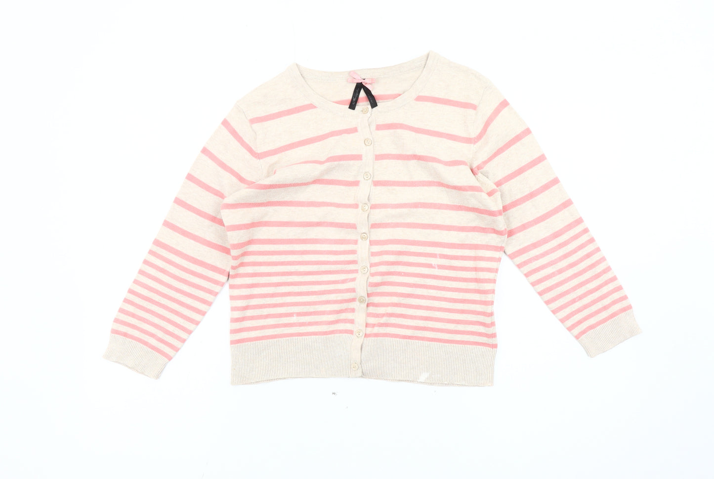 Atmosphere Women's Beige & Pink Striped Cardigan Size 14