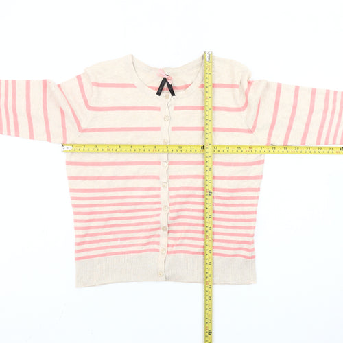 Atmosphere Women's Beige & Pink Striped Cardigan Size 14